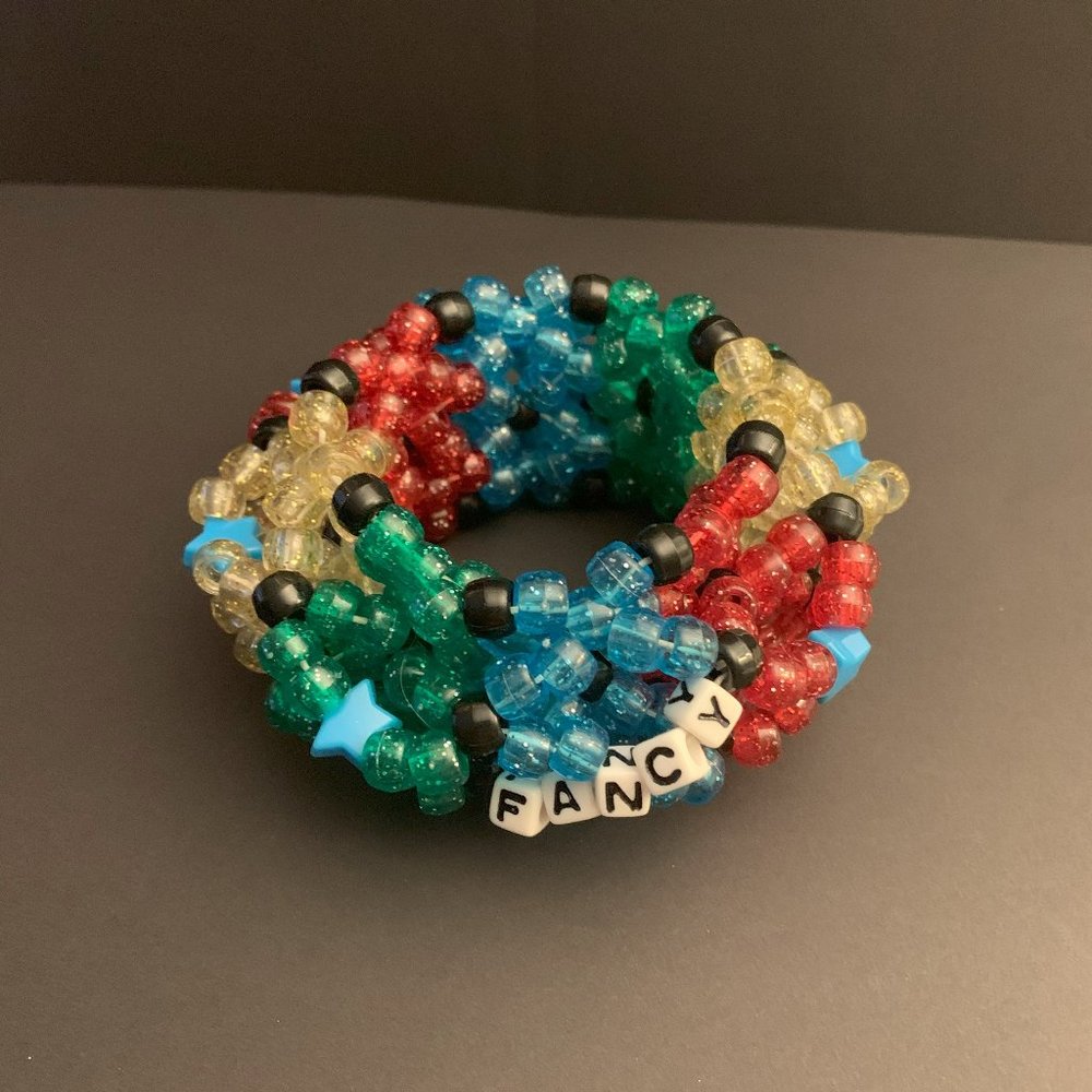 "Fancy" Glitter 3D Kandi Cuff Bracelet Rave & Festival Accessory`
